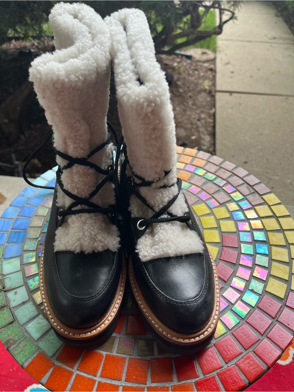 Marc Fisher Black Shearling-Lined Ankle Boot